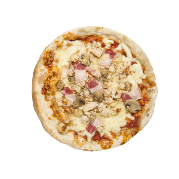 Pechuga de pollo asada, bacon ahumado y champiñones 28cm