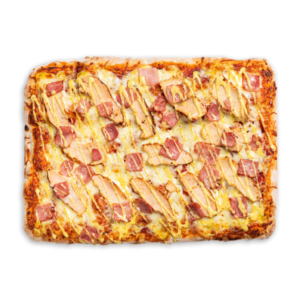 Pizza Pollo, bacon y salsa mostaza y miel 30x18